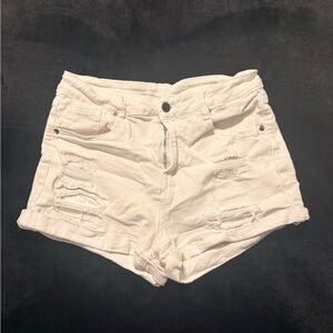 White Distressed Women Shorts